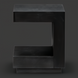 Surya Coburn black mango wood end table with minimalist modern C-shape design and drawer.