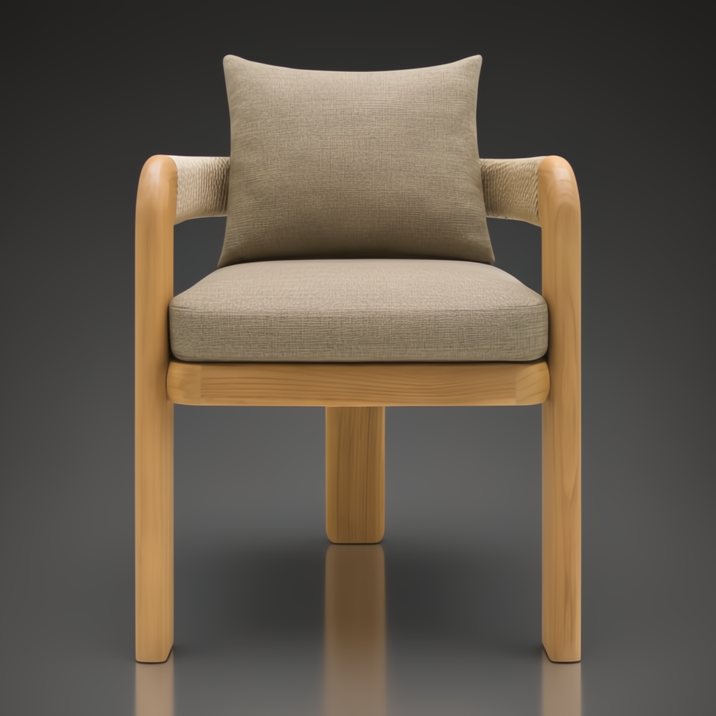 Surya Palma outdoor-safe dining chair with taupe Sunbrella upholstery and teak wood base.