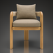 Surya Palma outdoor-safe dining chair with taupe Sunbrella upholstery and teak wood base.