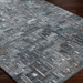 Surya Calgary CGR-2305-P hand-tufted rug with a modern geometric pattern in teal, charcoal, and light gray recycled PET yarn.