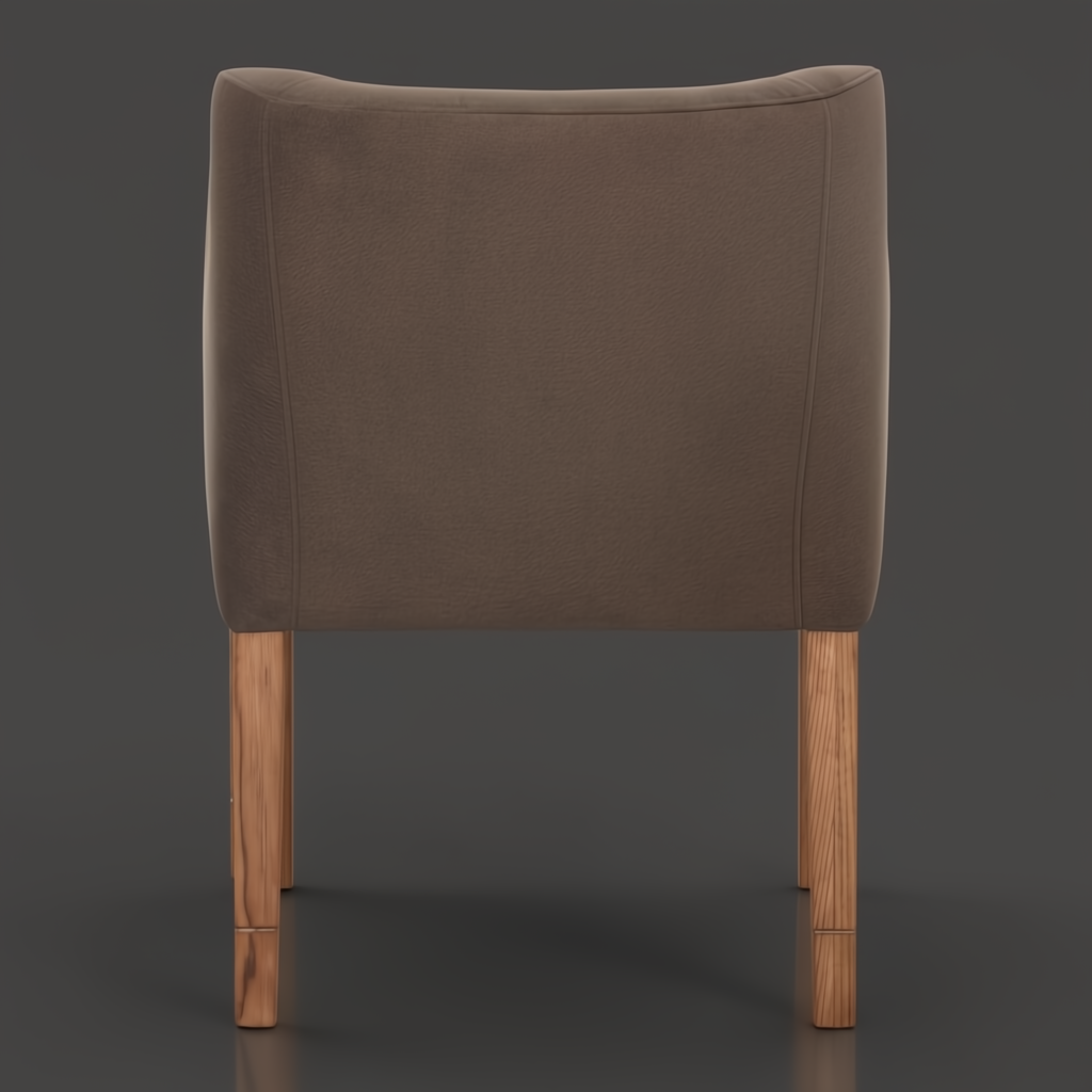 Surya Monay Dining Chair with chocolate brown upholstery and oak wood legs, global eclectic style.