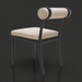 Surya Antibes Dining Chair: black aluminum frame, beige Sunbrella® acrylic upholstery, and cylindrical backrest.