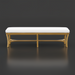 Surya Cape Town outdoor bench with wheat Sunbrella upholstery and aluminum frame.
