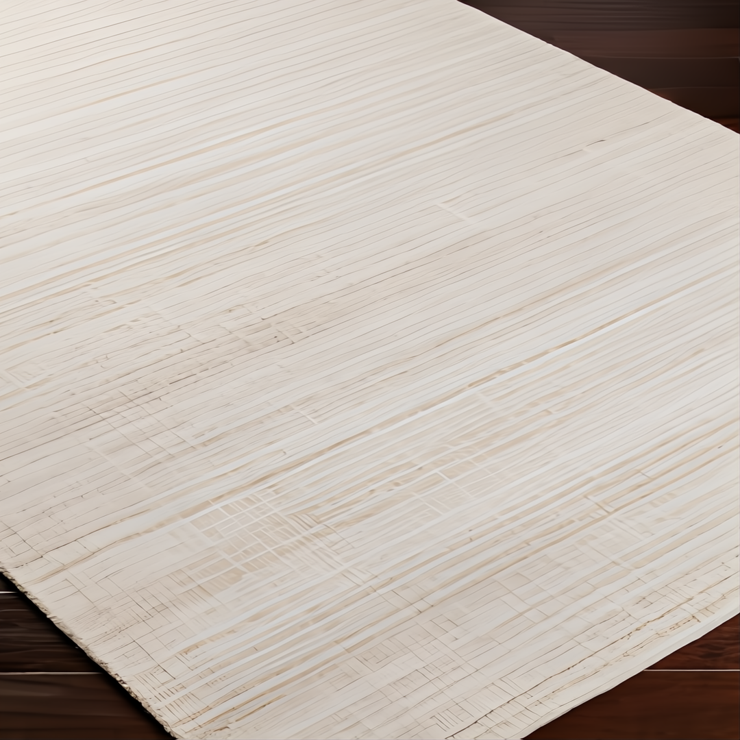 Surya Fresno FNO-2301-P hand-loomed rug in neutral tan and beige recycled PET yarn with a low pile.
