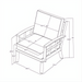 Surya Fairborn black accent chair with Sunbrella® acrylic cushions and aluminum base, showing dimensions.