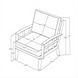 Surya Fairborn black accent chair with Sunbrella® acrylic cushions and aluminum base, showing dimensions.