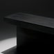 Surya Coburn black brushed mango wood console table with a minimalist modern design, soft-close drawer, and plinth base.