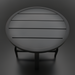 Surya Antibes round black aluminum outdoor end table with slatted top.