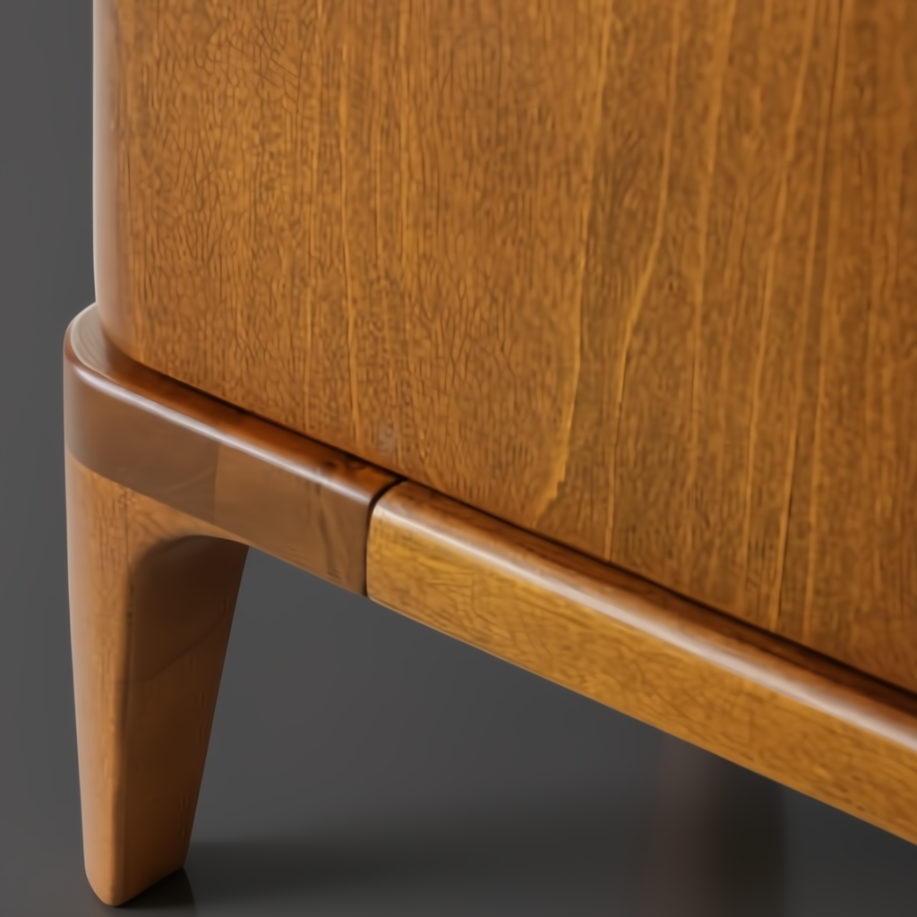 Grande Collection minimalist modern brown nightstand with two soft-close drawers and poplar wood legs.