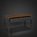 Surya Anello rectangular coffee table with brown wood veneer top, black body, and two open drawers with brass pulls.