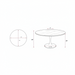 Surya Anatalia round dining table with brown acacia top and black iron base, 55"W x 30"H.