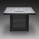 Surya Fairborn black hand-painted aluminum outdoor fire table with slatted top and square burner.