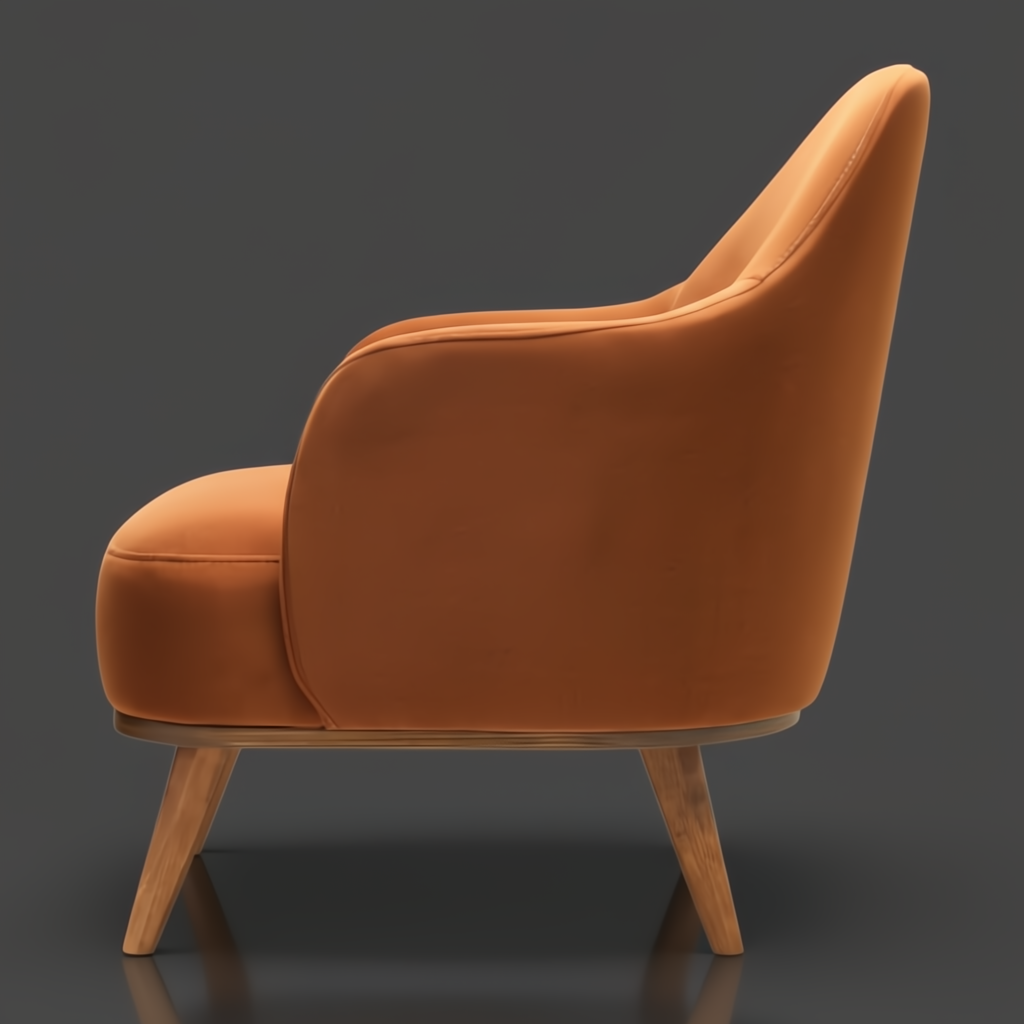 Surya Fantino accent chair with brown polyester upholstery and camel beechwood base.