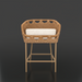 Surya Marvella counter stool with woven brown rattan back, light cushion, and light brown aluminum legs.