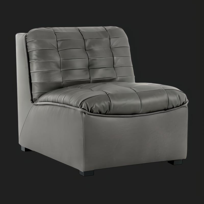 Surya Oryan RYAN-005 black 100% leather modular sofa with tufted back and seat cushions.