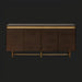 Surya Molander Scandinavian modern sideboard with brown stained oak veneer and metallic brass accents.