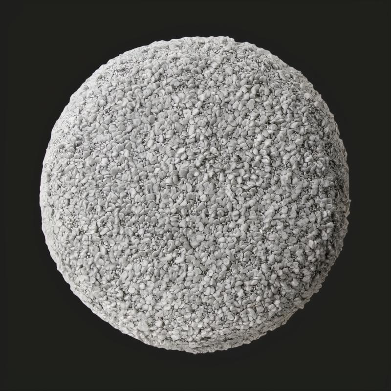 Round Surya Mohave pouf with textured light gray polyester top and soft cotton base.