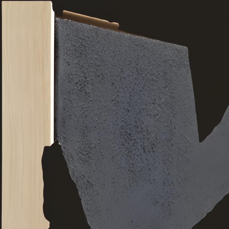 Close-up of Surya Aasmaa AAM-003 wall art, showing textured black abstract design with a matte brown frame.