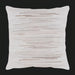 Cream square pouf with horizontal hair-on-hide strips creating a textured, modern design.
