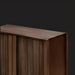 Surya Ronan brown lacquered mango wood cabinet with vertical slat doors and a modern, minimalist design.