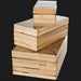 Stacked set of three natural bamboo and dark brown hand-painted decorative boxes with a global, transitional style.