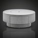 Surya Daniella round gray hand-painted aluminum fire table with a modern design and tray cover.