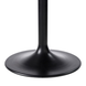 Close-up of the Surya Anatalia dining table's black powder-coated iron base, featuring a round, flared design.