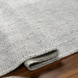 Surya Hope HOP-2301-P hand-loomed flatwoven rug in white, light blue, and light slate recycled PET yarn.