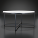 Surya Anastasia 35" round coffee table with a white natural marble top and black matte iron base.