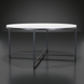 Surya Anastasia 35" round coffee table with a white natural marble top and black matte iron base.