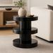 Black iron Surya Roth End Table with a minimalist modern design, 24"H x 20"W x 20"D.