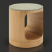 Surya Poros end table with green cork veneer top and brown oak base, 22"H.