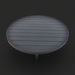 Surya Fairborn 42" round black hand-painted aluminum outdoor coffee table with slatted top.