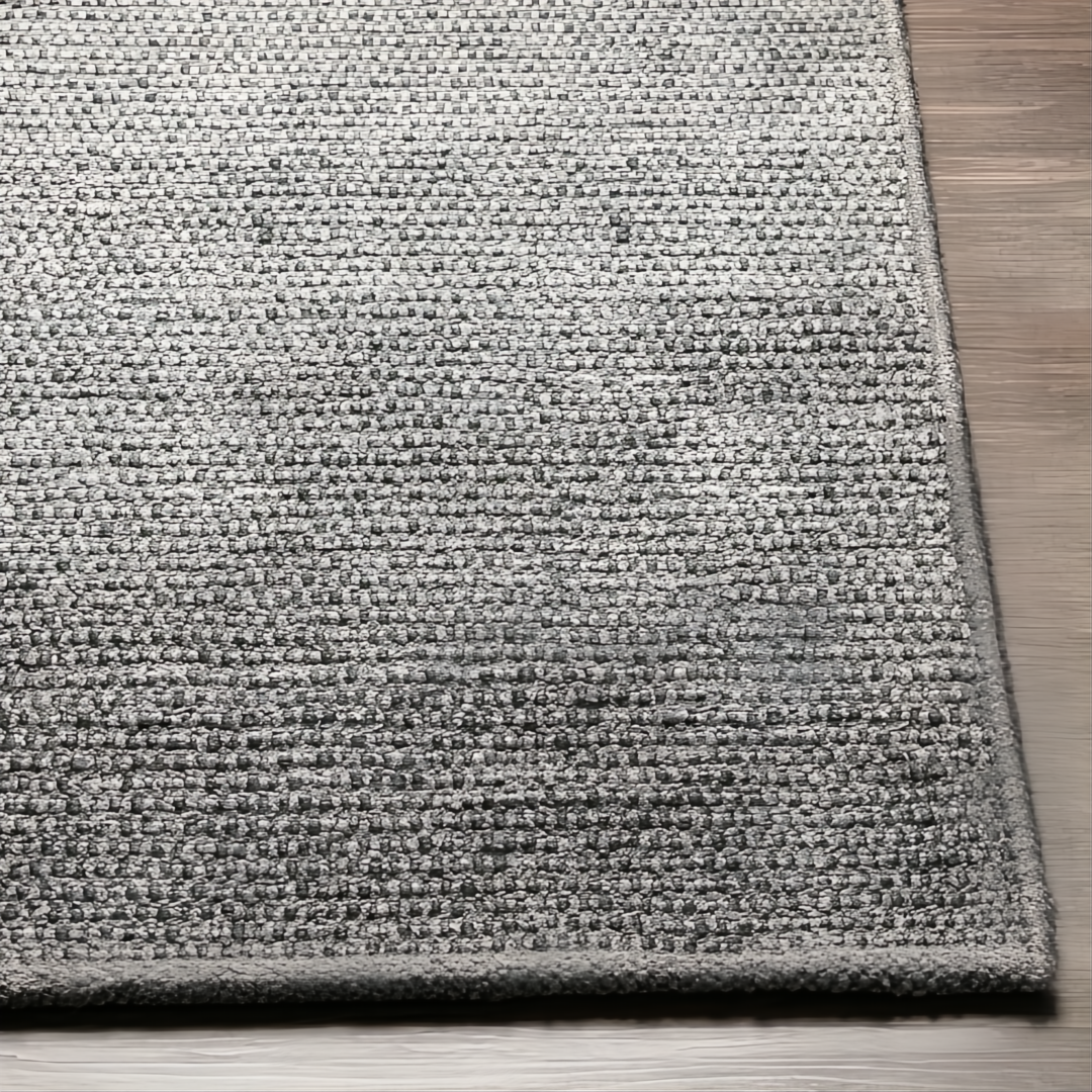 Surya Azalea AZA-2316 hand-woven gray rug with a textured, no-pile design made from recycled PET yarn.
