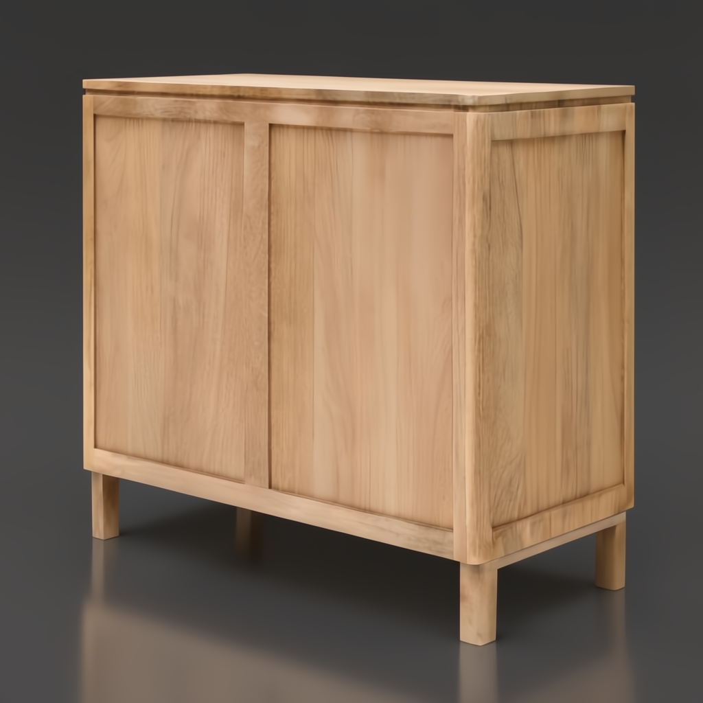 Surya Silas Cabinet: Brown stained mango wood Scandinavian modern indoor storage cabinet.
