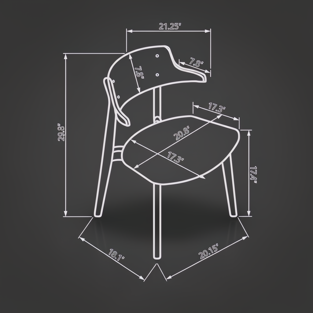 Surya Billings Dining Chair dimensions: 30"H x 21"W x 21"D, with seat height 17.4" and depth 17.3".