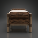 Surya Porta Ottoman with a light cushion, brown woven sides, and a hand-painted aluminum base.