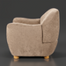 Surya Perch Accent Chair, light gray polyester upholstery, brown lacquered rubber wood base, minimalist modern design.