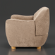 Surya Perch Accent Chair, light gray polyester upholstery, brown lacquered rubber wood base, minimalist modern design.