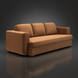 Surya Cahill modern camel polyester sofa with charcoal rubber wood base.