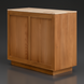 Beige marble top Surya Skopa Cabinet with beige white oak base, mid-century modern design.