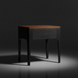 Surya Anello End Table, brown oak veneer top, dark manufactured wood and steel base.