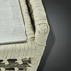 Cream Surya Winder outdoor ottoman with Sunbrella acrylic cushion and woven aluminum frame.