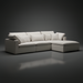 Surya Avington white linen blend sectional sofa with chaise and throw pillows.