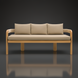 Surya Palma outdoor bench with beige Sunbrella cushions, teak wood base, and PE rope arm detail.