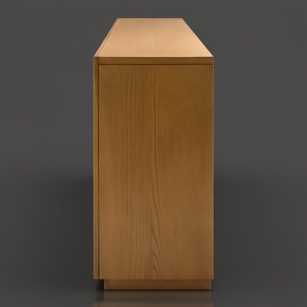 Surya Lulea Cabinet, a beige natural ash wood veneer storage cabinet with a mid-century modern look.