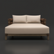 Surya Porta Daybed with beige Sunbrella® cushions, brown hand-painted aluminum base, and handwoven PE wicker.