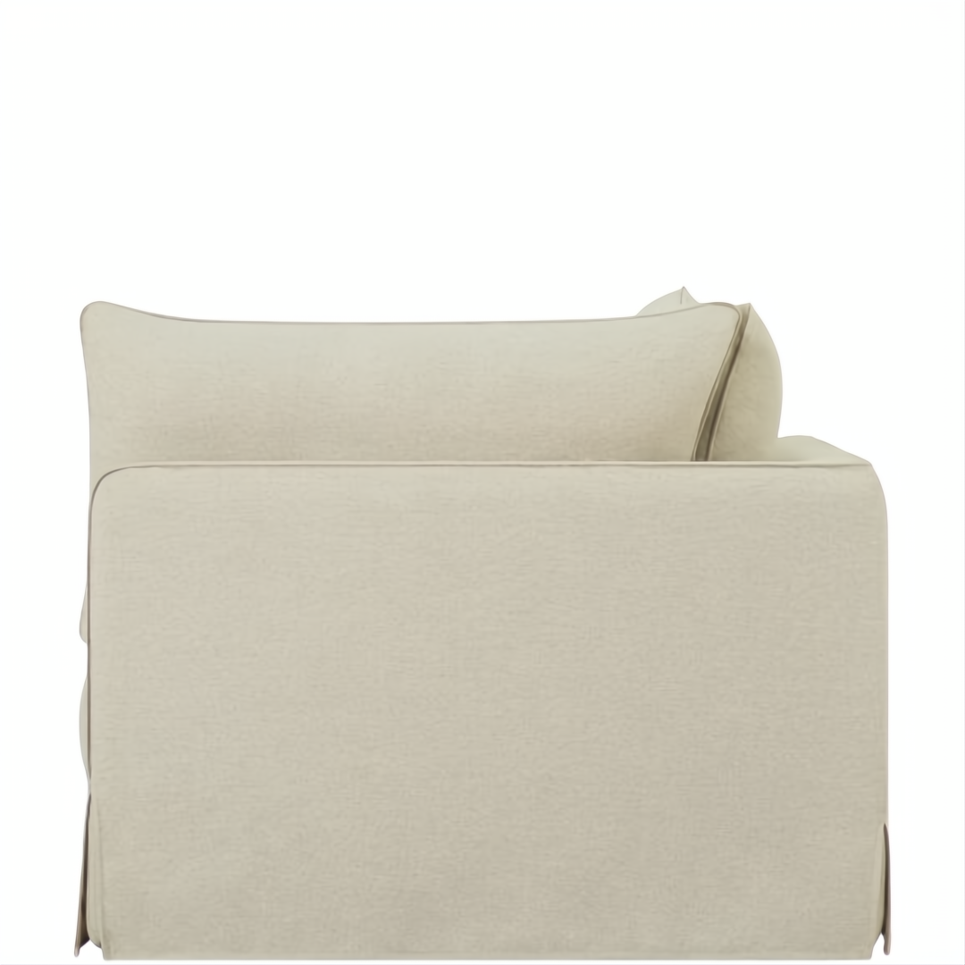 Surya Elenora taupe polyester modular chair with clean contemporary design, rubber wood base.