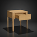 Surya Anello End Table, light brown oak veneer with open drawer and metallic brass accent.