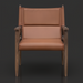 Modern Surya Chole accent chair with a brown leather top and natural mango wood base.